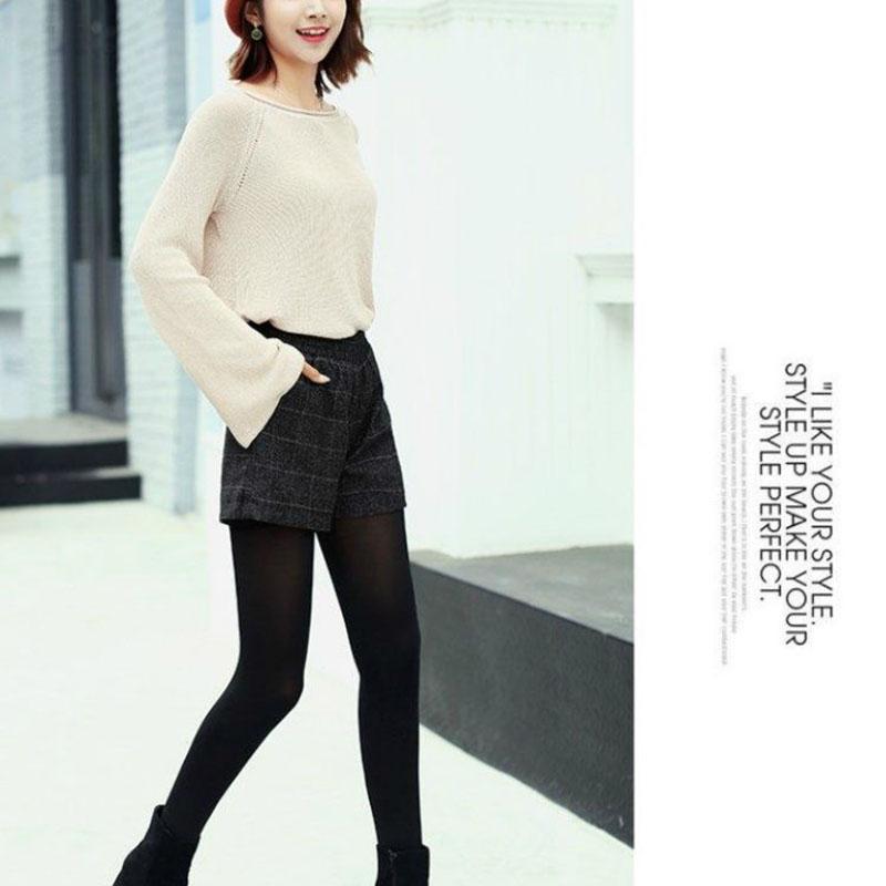 Plus Size Women Shorts Fall Winter Woolen Shorts  Wide-legged Short with Pockets Female Casual Wear