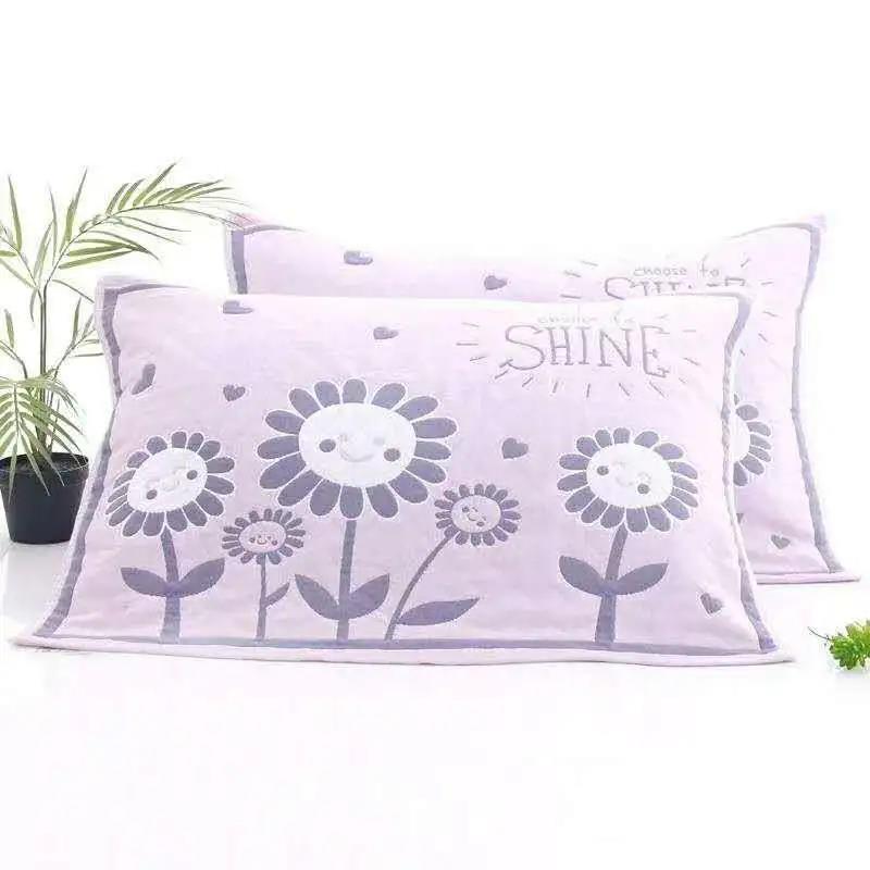 High-end European Style Pillow Towel Three-layer Cotton Gauze Pillow Towel A Pair  Adult Soft  Sweat-absorbent Couple Pillow Towels