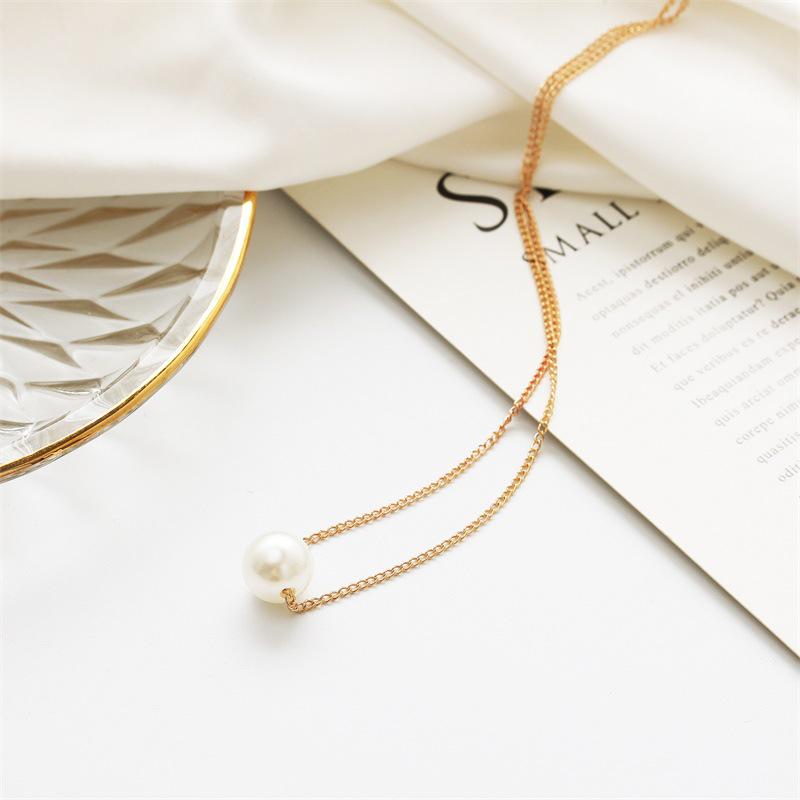 Simple Pearl Ball Short Necklace Chain Necklace Star Simple Accessorie Clothing Clavicle Chain Batch