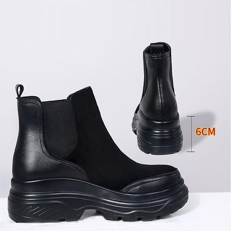 Martin Boots Women's Short Boots Spring and Autumn Velvet Boots British Style Thick-soled Wild College Korean Plush Heightening Shoes