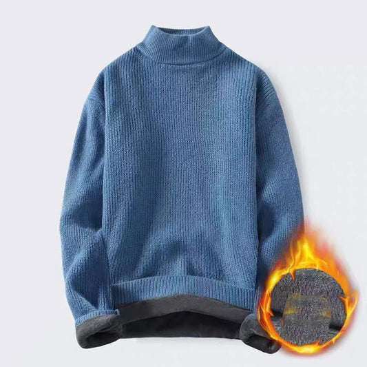 Fall/Winter Men's Sweater Round Neck Warm Knit Sweater Half Turtleneck Sweater Youth Men's Clothing