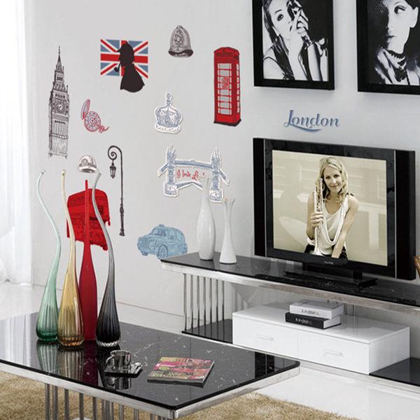 London clock tower office wall sticker street bus booth twin bridge stickers can be removed