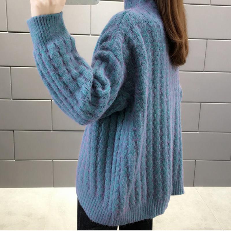 Autumn Winter  Women Fashion Sweater Casual Knitting Sweater Turtleneck  Pullovers Loose Casual Long Sleeve Sweater