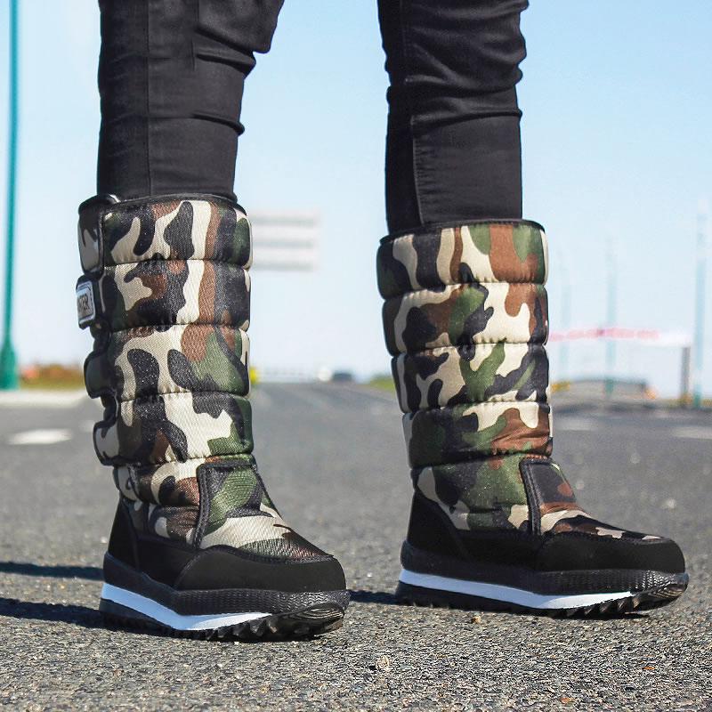Men Women Boots Platform Snow Boots for Men Thick Plush Waterproof Slip-resistant Shoes Size 36-47