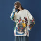 Women Oversized Sweater Autumn Winter Casual Loose Outerwear O Neck Pullover Sweater Coat Student Warm Jumpers Hip Hop Streetwear White Grey