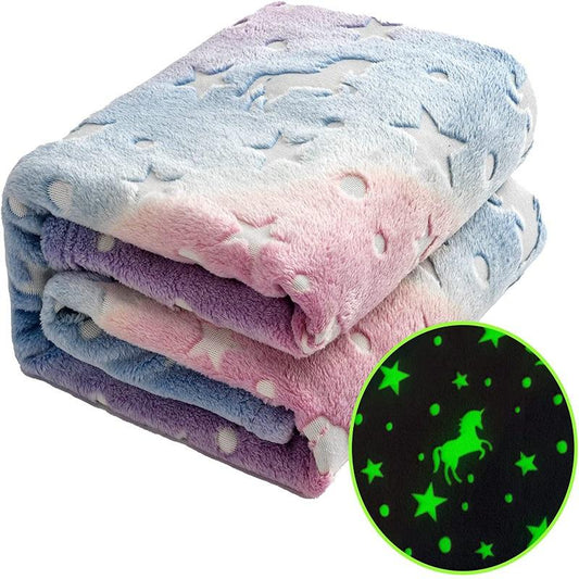 Glow In The Dark Throw Blanket Unicorn Blanket for Kids Unicorn Moon Blankets Super Cozy Plush Soft Fleece Blanket for Girls Boys Birthday Gifts