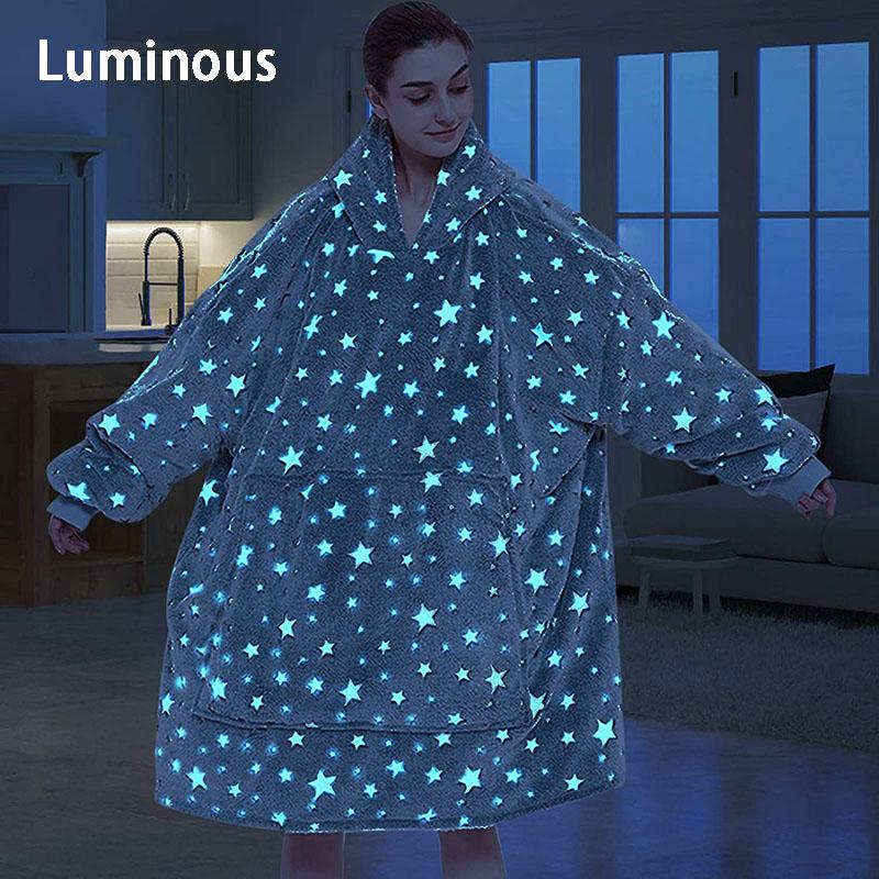 Venustas Wearable Blanket Hoodie Oversized Sherpa Blanket Hoodie Sweatshirt  Unisex Cozy Warm Soft Hoodie Blanket for Adults