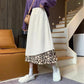 Autumn and Winter Retro Corduroy Leopard Print Stitching Skirt Female High-waisted Thin A-line Mid-length Umbrella Skirt