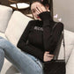 Pofulove Half Turtleneck Lettering Sweater Knit Sweater Top Retro Slim Long Sleeve Pullover