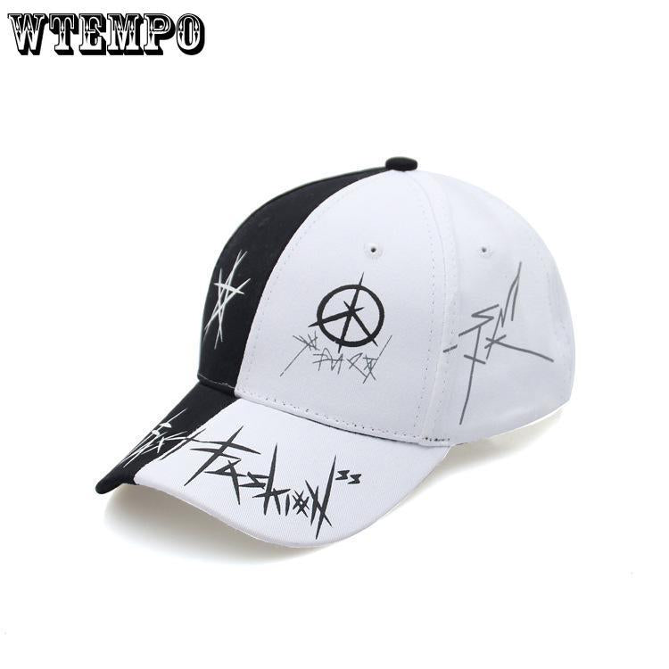 Personality Black Spell White Hat Ms. Korean Version Of The Wild Graffiti Cap Summer