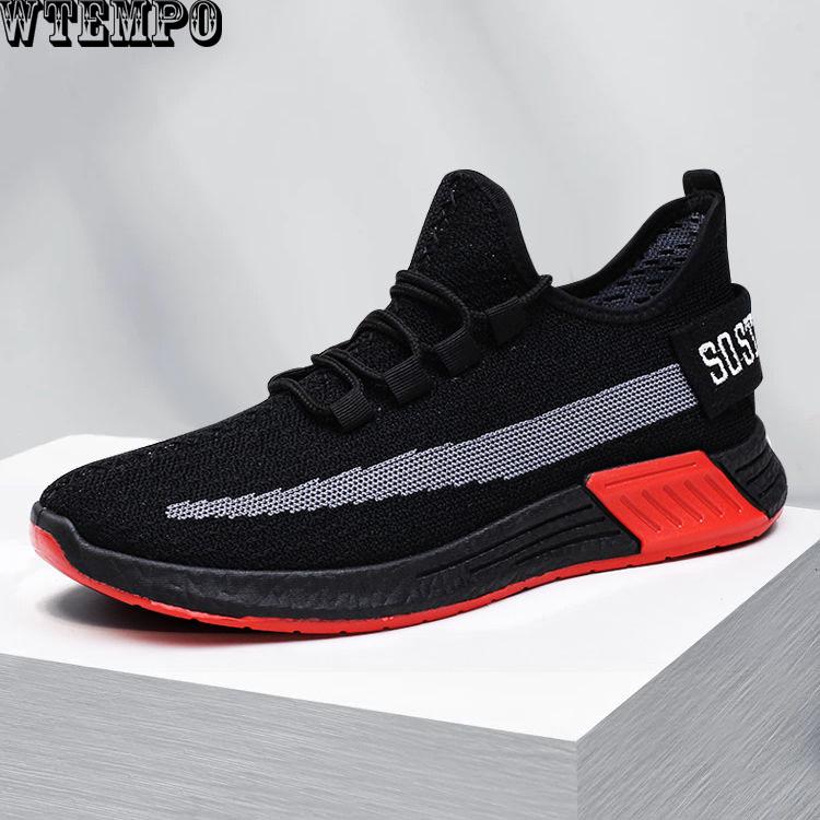 Spring Breathable Large Men's Sports Raised Round Head Flat Heel Lace Up Mesh Shoes