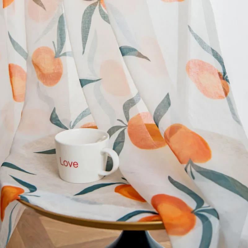 Rural Small Fresh Orange Curtain Fabric Shading Thick Windproof Dormitory Bay Window French Window Bedroom Home Curtain Screen