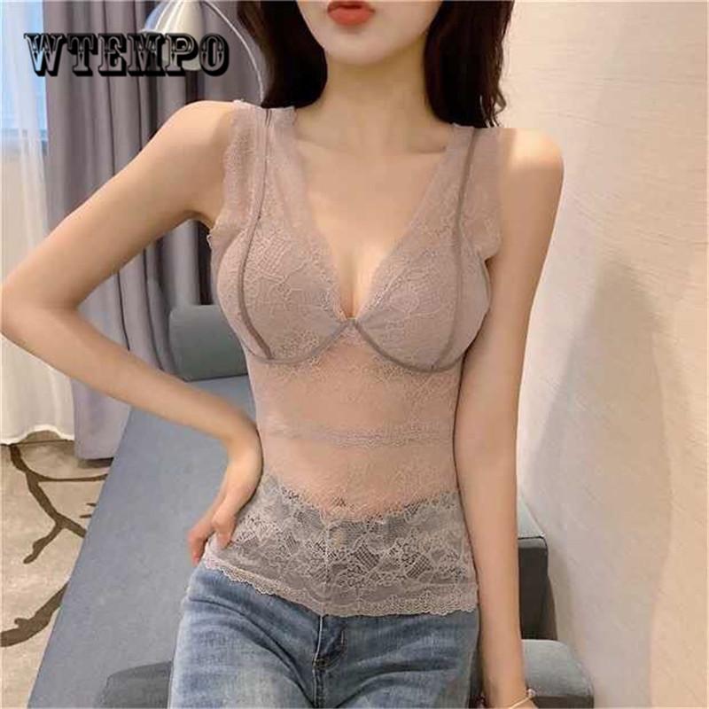 Fashion Bra One-piece Hollow Out Wireless Chest Padded Bras for Women Seamless Lace Bra Sexy