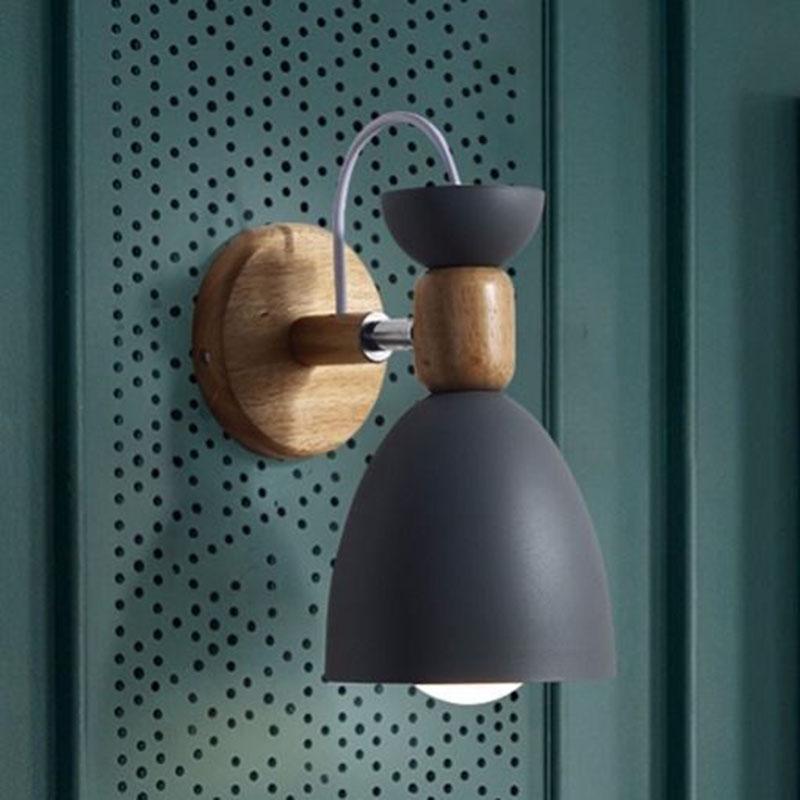 Wooden wall lamp bedside wall lamp wall sconce modern steering head wall light for bedroom