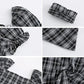 Female Summer Simple Irregular Bubble Sleeve Waist Show Thin Sweet Gentle Mid Waist Plaid Dress