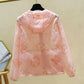 Summer Printed Sunscreen Women's Loose Long-sleeved Hooded Thin Casual Jacket