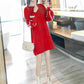 Autumn and Winter Fashion Casual Jacket Mid-length Long-sleeved Dress Slim Round Neck Sweater