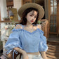 Women - on Shoulder Shoulders Short Solid Color Strap Waist Summer New Korean Design Sense