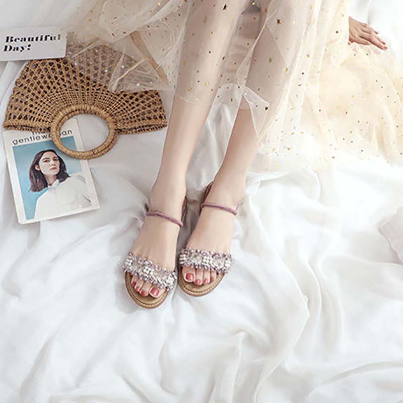 Sandals Female Fairy Summer Students All-match Flat Slippers Two Wear Female Rome Gentle
