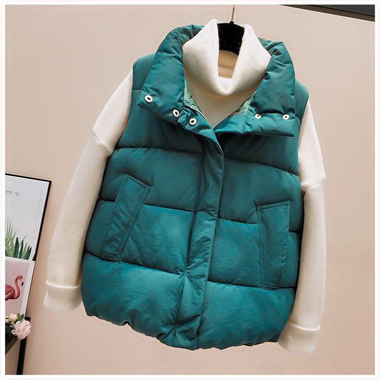 Autumn and Winter Short Plus Size Down Cotton Vest Fashion Casual Loose Jacket Sleeveless Simple Female Vest