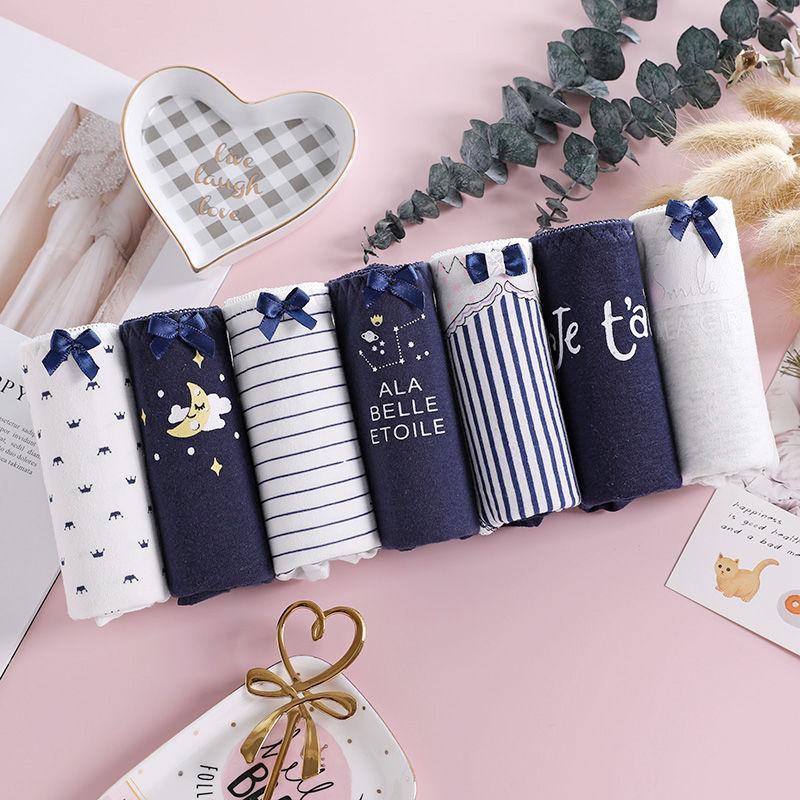 7 Pack Women's Cotton Underwear Women's Plus Size Underwear Student Low-rise Pants Girls' Underwear