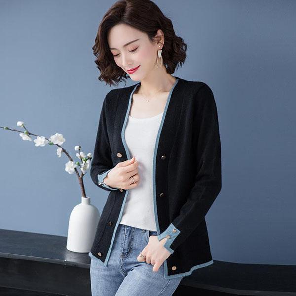 Autumn and Winter V-neck Knitted Sweater Ins Style Casual Short Jacket Fashion Simple Female Jacket