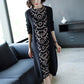 Autumn and Winter Women's Retro Knitted Dresses, Ladies Temperament Mid-length Over-the-knee Straight Base Sweater Skirt
