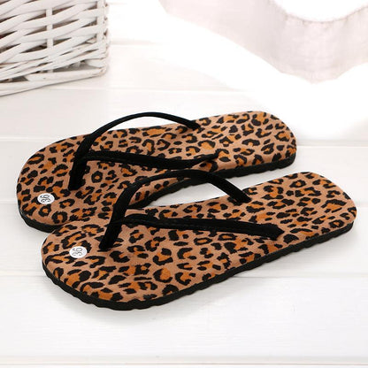 Summer Ladies Leisure Leopard-print Flip-flops Sandals Beach Non-slip Slippers