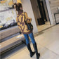 Pullover Net Red Sweater  Loose-fitting Sweater Top Winter Turtleneck Women's Leopard