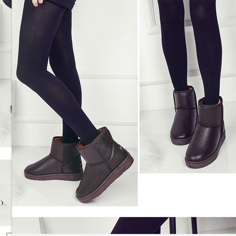 Winter Women's Leather Snow Boots Waterproof Non-slip Short Boots Warm and Velvet Padded Short Boots Korean Boots Student Cotton Shoes