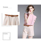 Women Shorts Suit Pleated Chiffon Blouse Shorts Two-piece Set Elegant Tops Shorts Set