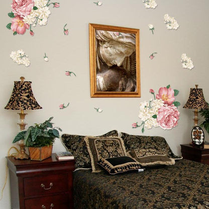 Peony flower three generations removable wall stickers TV sofa bedroom living room wall stickers