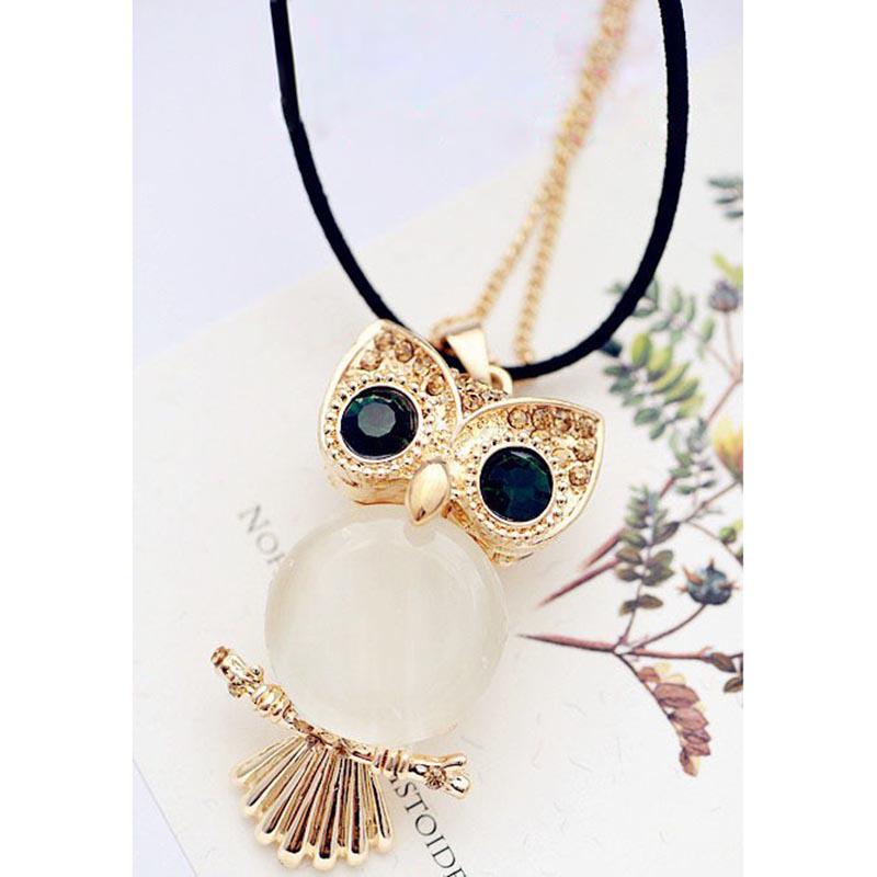 Green Eye Owl Necklace Decorative Long Necklace Sweater Chain New Year Gift