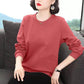 Spring & Fall Women Cotton Pullover Casual Slit T-Shirt Seven Butterfly Print Shirt Long Sleeve Bottoming Shirt
