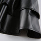 Lace-up Leather Skirt Women's PU High Waist Bow Knot Slim Fit Pleated Skirt Spring and Summer Women's Clothing