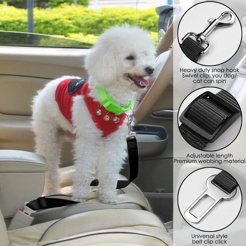 Adjustable dog safety car harness, dog seat belt-durable car dog seat belt-dog car seat belt, large dog, medium and small dog seat belt