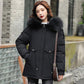 Women's Solid Color Hooded Down Jacket Regular Korean Loose Thick Coat Warm Cotton Coat Large Leather Collar Winter Coat Quilted Coat