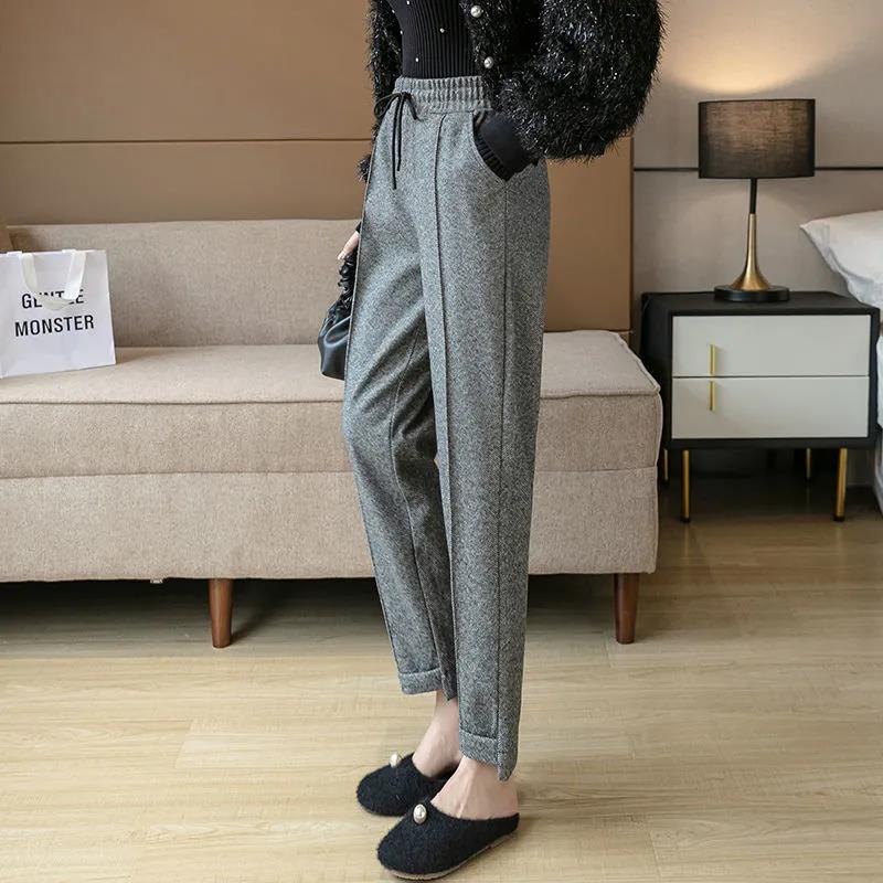 Woolen Pants Women's Autumn and Winter Models, Outer Wear Korean Version of All-match Radish Feet Pants Casual Trousers Women