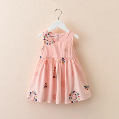 Girls Dress Summer Simple Print Children's Skirt Little Girl Princess Dress Round Neck Sleeveless A-line Skirt Thin Dress