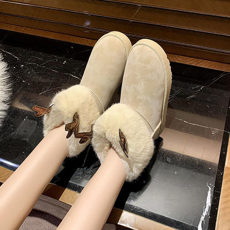 Women's Shoes Winter Warm Cute Elk Antlers Snow Boots Plus Velvet Cotton Shoes Women Casual Shoes