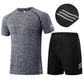 Sports Suit Short-sleeved Quick-drying Running Suit Gym Ice Silk Thin Shorts Basketball Sports Clothes Men Summer