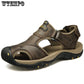 Sandals Summer Hollow Men Business Round Head Shoes Breathable Leather Shoes