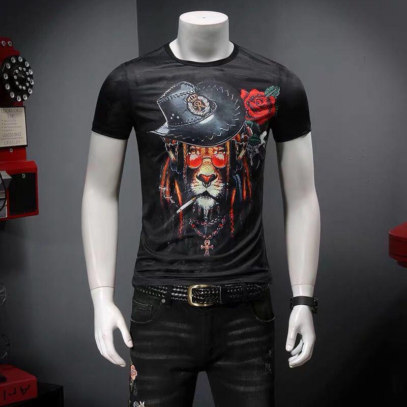 WTEMPO T-Shirt Men Shirt Summer Print Hip Hop T-Shirt Slim Casual Tops