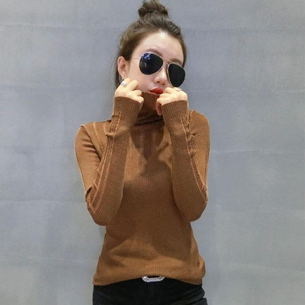 Base Sweater Women's Self-cultivation Pullover Hollow Knit Sweater Women's Long-sleeved Pile Turtleneck Sweater Top