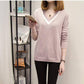 Spring and Autumn V-neck Knitted Sweater Fashion Long-sleeved Bottoming Shirt Short Plus Size Women's Top