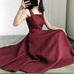 Female Base Dress French Elegant Suspender Solid Color Sleeveless Slim Mid Length A-line Dress