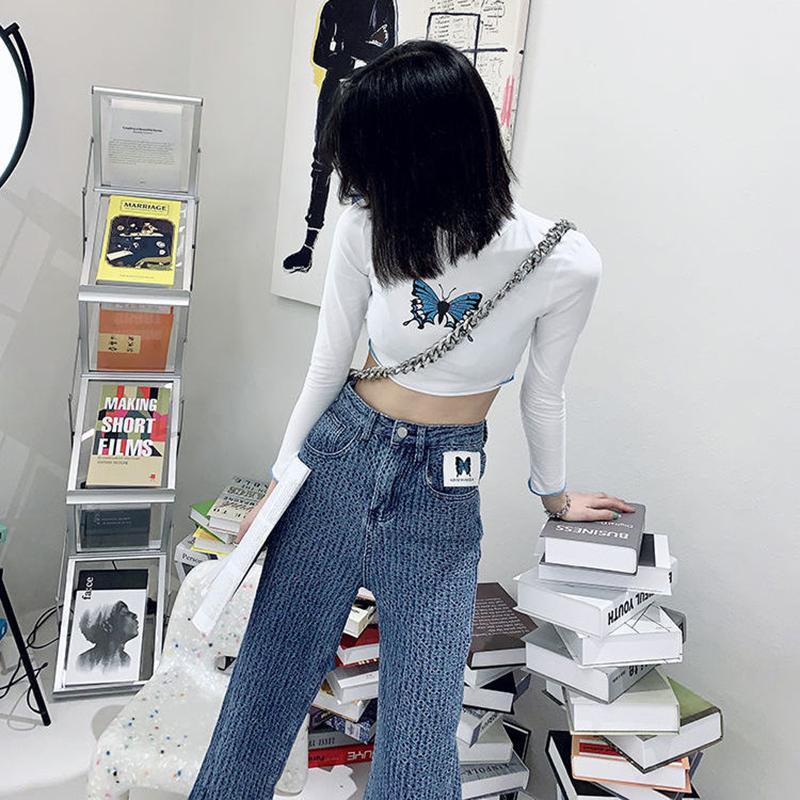 Spring  Autumn Plus Size Loose Woven Denim Wide-leg Trousers   Straight Thin High-waist Casual Mopping Pants Women