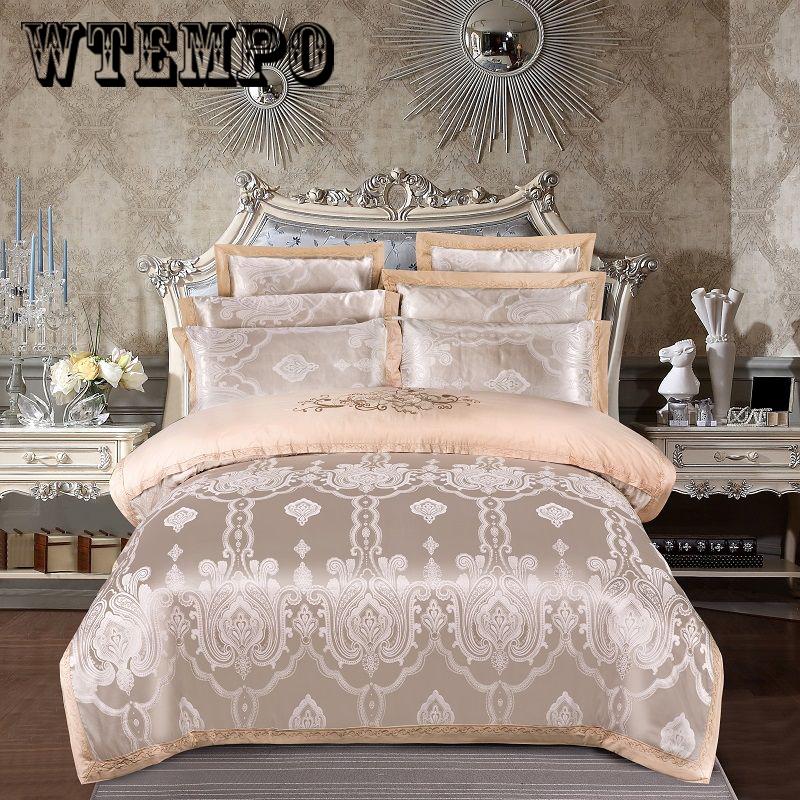 Bedroom home bedding European embroidered jacquard cotton four-piece cotton quilt cover sheets