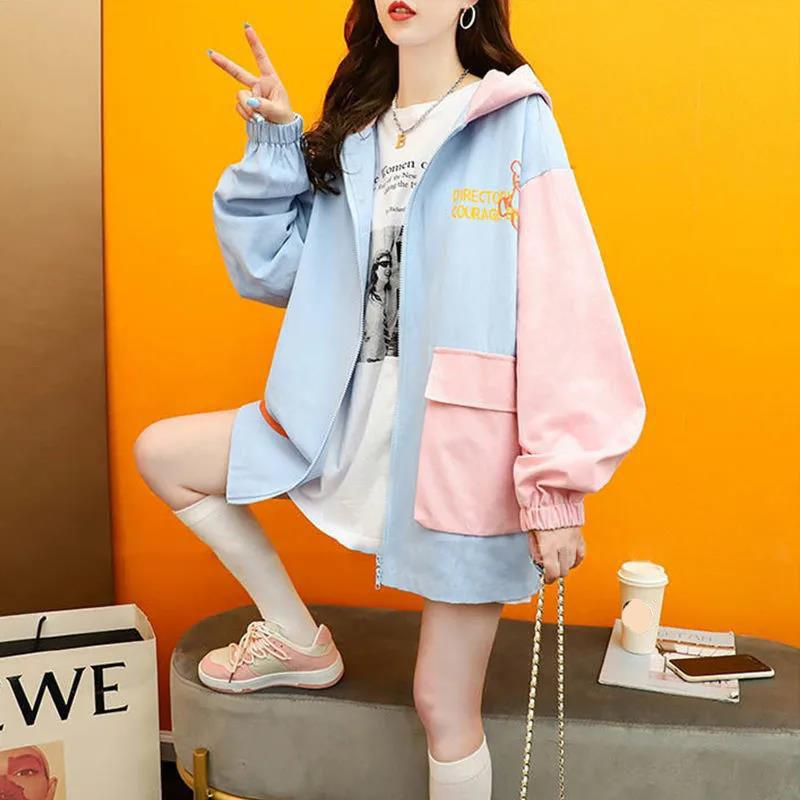 Spring & Fall Thin Sweater Hooded Coat Casual Loose Windbreaker Boutique Comfortable Top for Young Girls