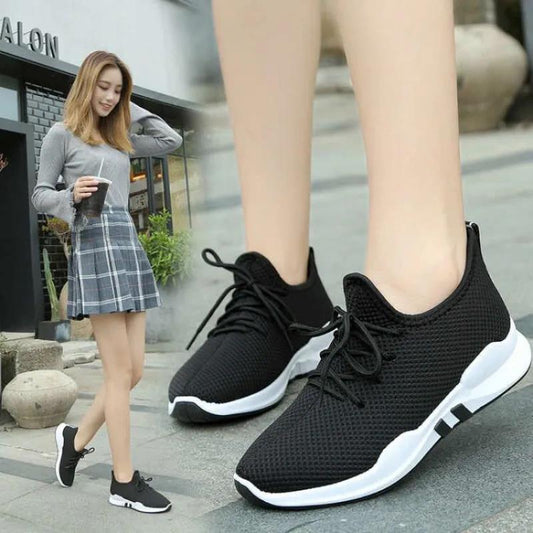 Autumn and Winter Women's Shoes Elastic Sports Casual Shoes Non-slip Wear-resistant Running Shoes